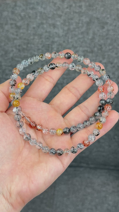 Natural Herkimer Diamond Triple Wrap VIP Bracelet Size 7 mm