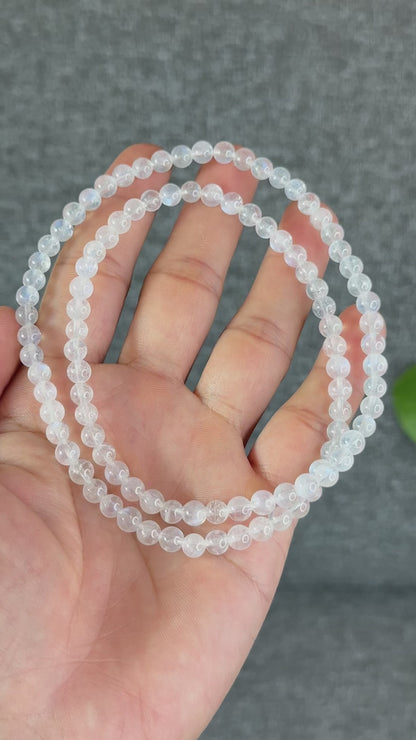 Natural Moonstone Triple Wrap Bracelet Size 5.5 mm