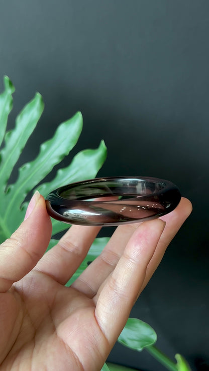 Smoky Quartz Bangle Leaf Style Size 53 mm
