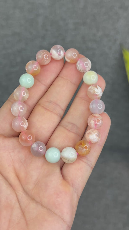 Natural Floral Agate Bracelet Size 10 mm
