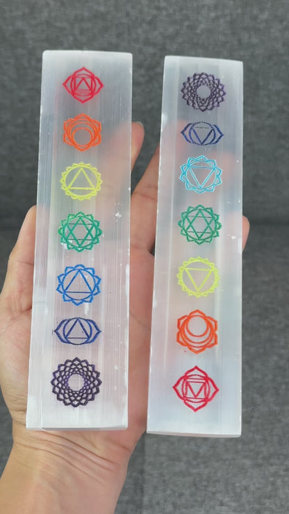 Natural Selenite 7 Chakra Slab