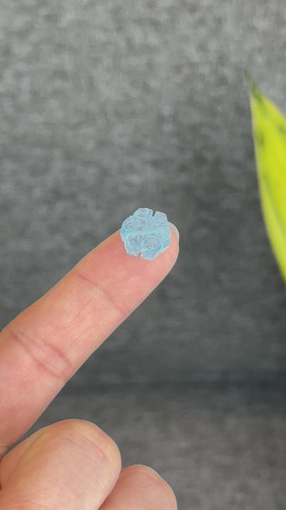 Natural Blue Aquamarine Snowflake Charm