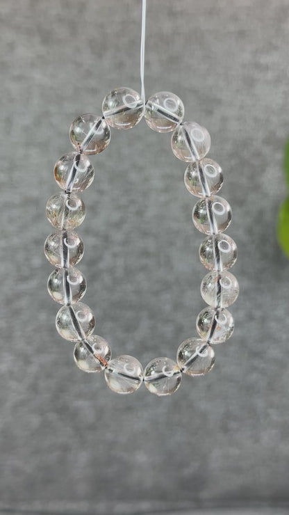 Natural Platinum Rutilated Quartz Bracelet Size 10.5 mm