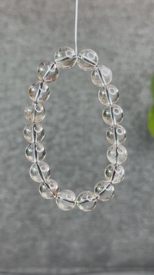 Bracelet Quartz Rutilé Platine Taille 10,5 mm