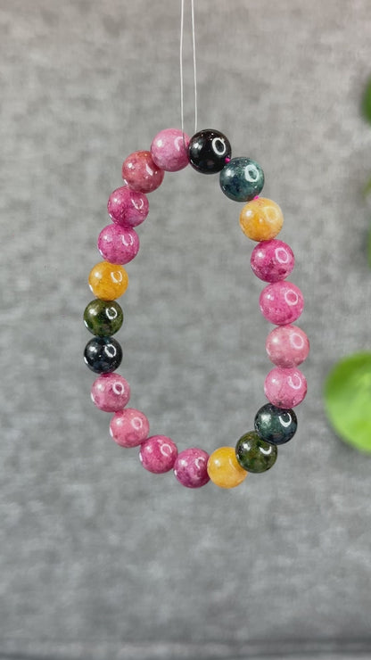 Natural  Multicolour Tourmaline Bracelet Size 9.3 mm