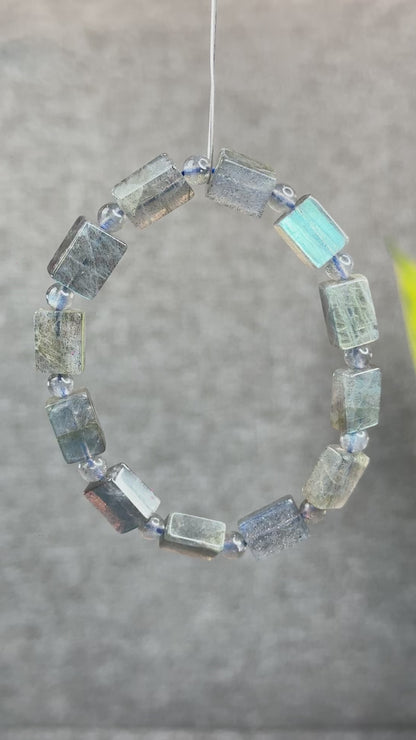Natural Labradorite Rectangular Bracelet Size 8.5 mm