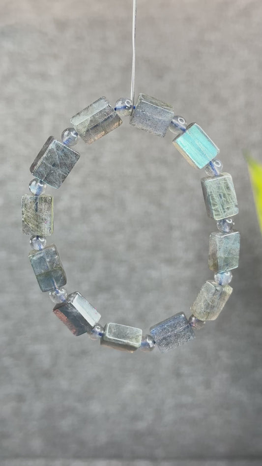 Natural Labradorite Rectangular Bracelet Size 8.5 mm