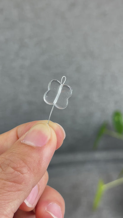 Natural Clear Quartz Clover Charm - High Quality