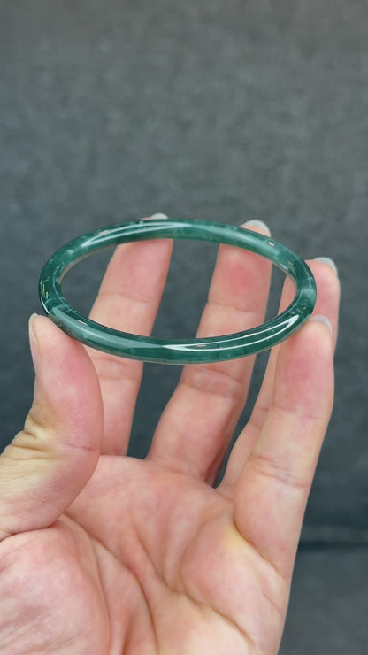 Natural Green Jadeite Jade Type A Bangle Chopstick Style Size 57.7 mm