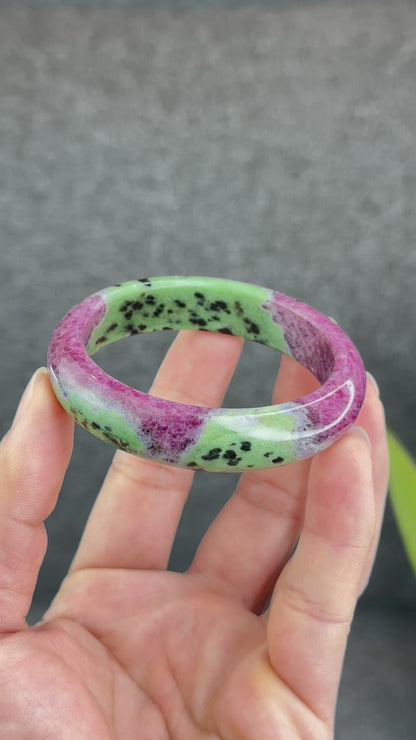 Natural Ruby Bangle Leaf Style Size 53 mm