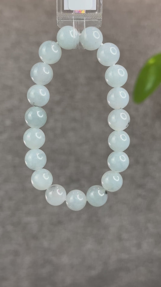 Icy Water Green Natural Jadeite Jade Bracelet Size 10 mm