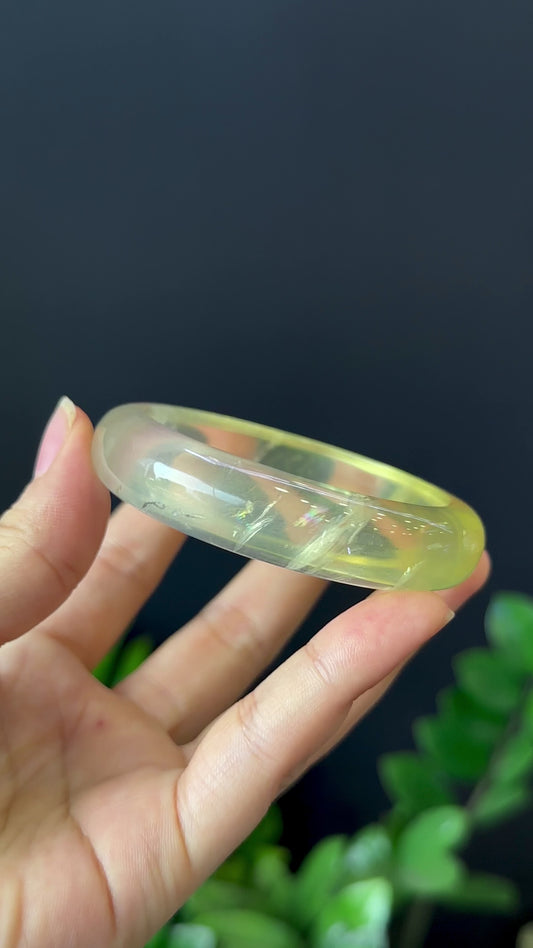 Natural Citrine Bangle Leaf Style Size 56 mm