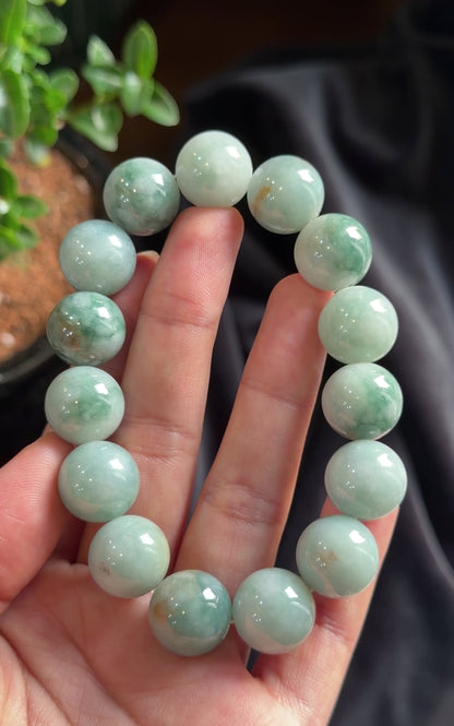 Natural Moss Green Jadeite Jade Bracelet Size 15 mm