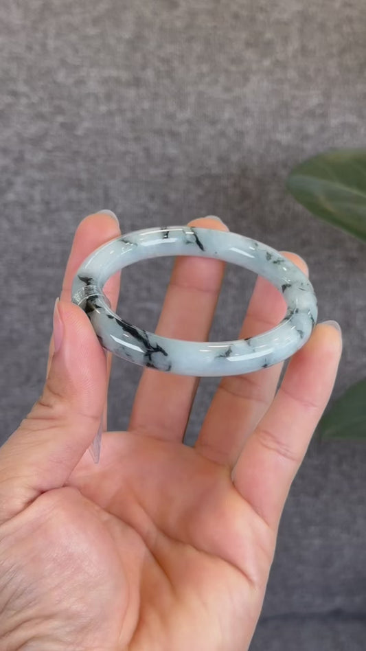 Motif floral vert d'eau jadéite bracelet en jade style baguettes taille 53,4 mm certificat 849292
