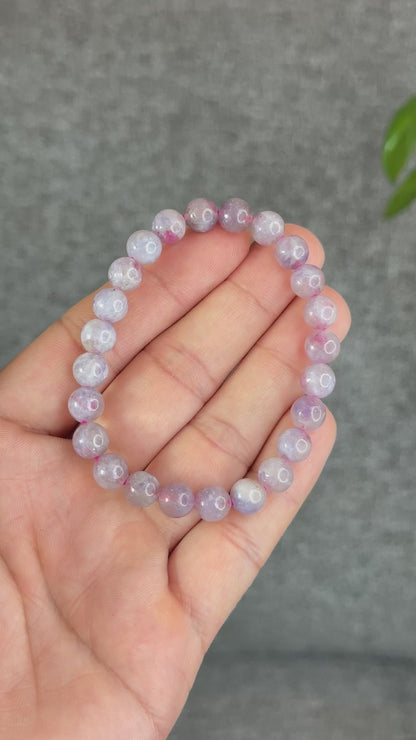 Natural Unicorn Pink Tourmaline with Lepidolite Bracelet
