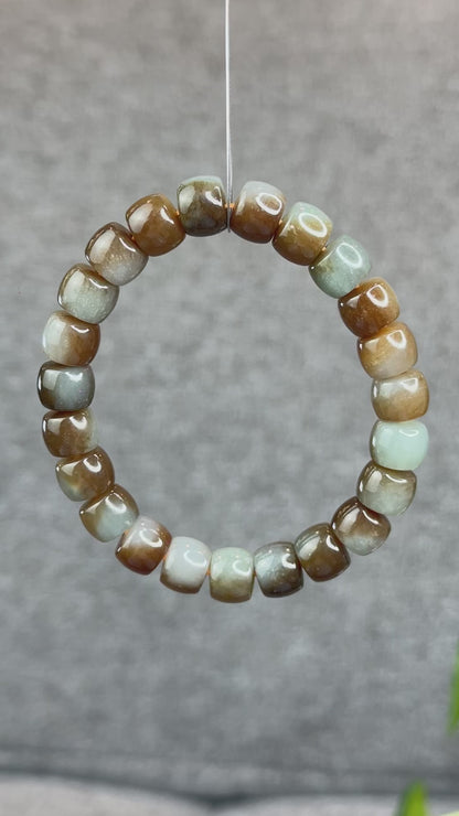Natural Brown-Green Hetian Nephrite Jade Bracelet Size 10 mm
