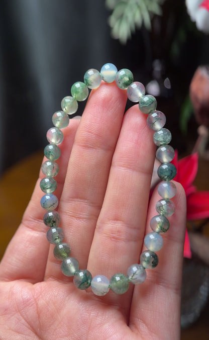 Natural Moss Agate Bracelet Size 6 mm