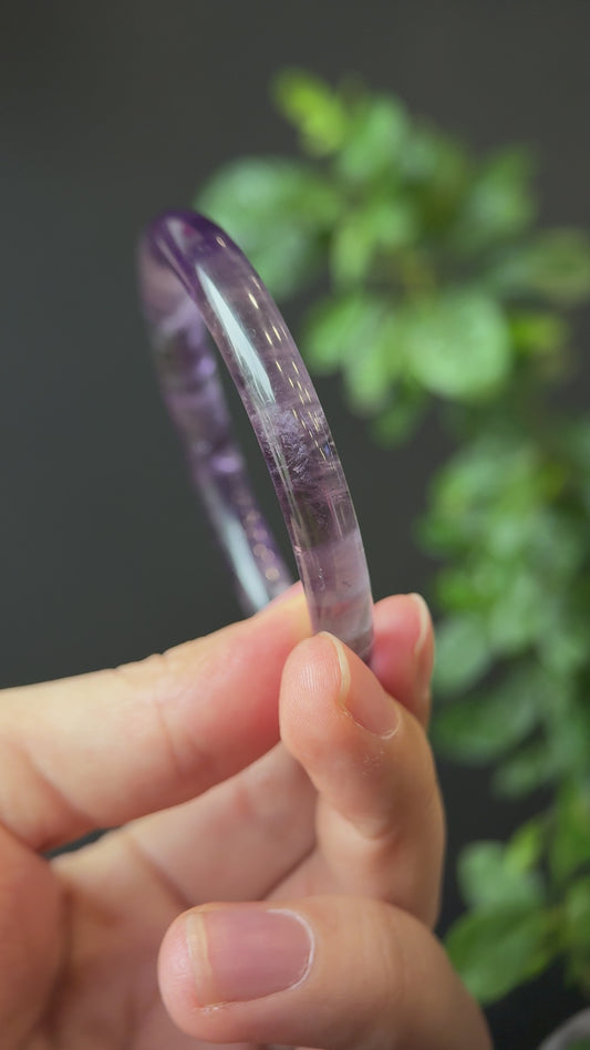 Natural Amethyst Bangle Chopstick Style Size 53 mm