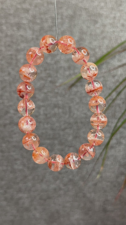 Orange Snowflake Natural Phantom Sericite in Quartz Bracelet Size