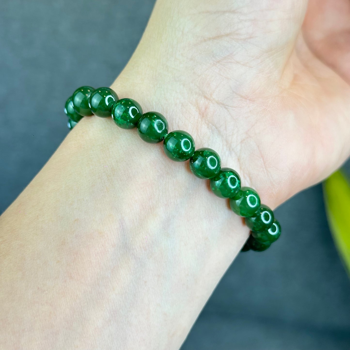 Natural Nephrite Jade Bracelet Size 8 mm - High Quality