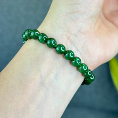 Natural Nephrite Jade Bracelet Size 8 mm - High Quality