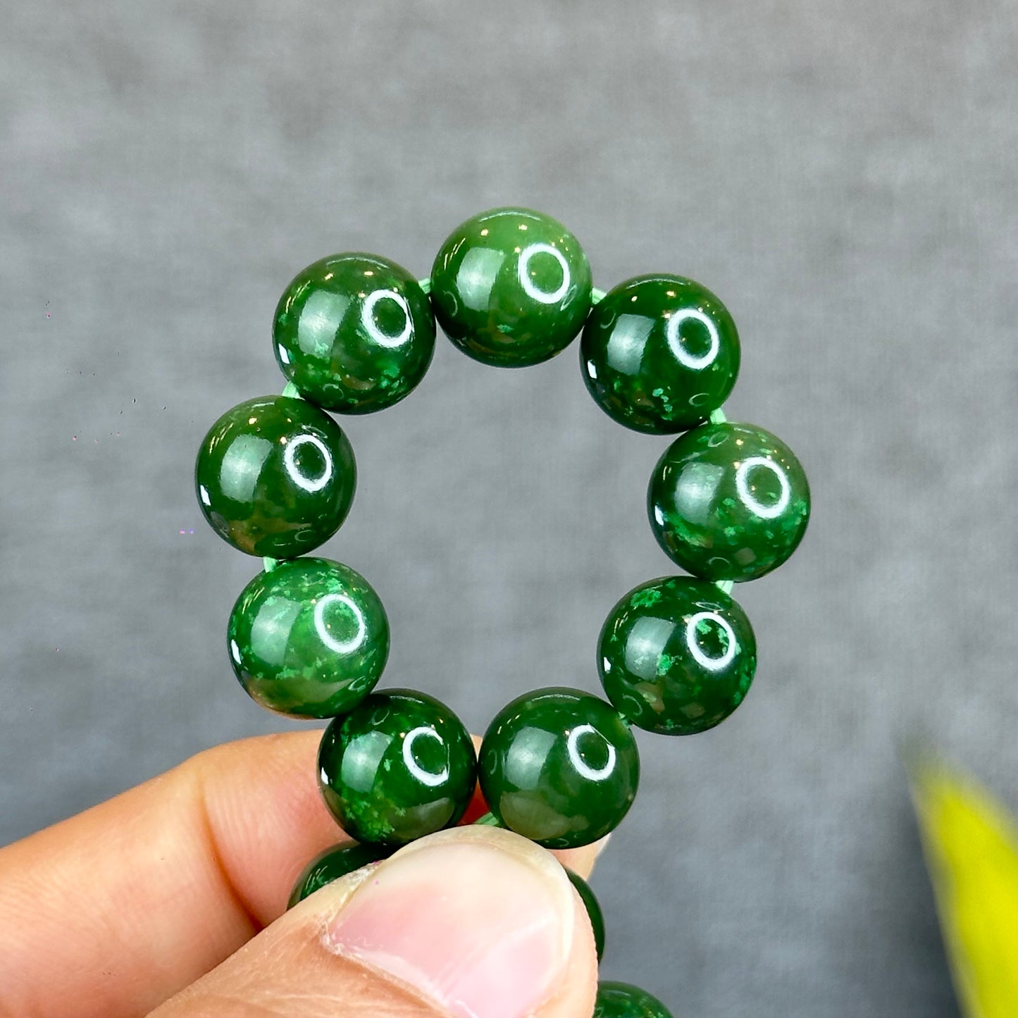 Natural Nephrite Jade Bracelet Size 10 mm - High Quality