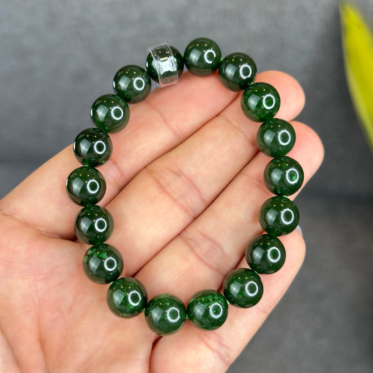 Natural Nephrite Jade Bracelet Size 10 mm - High Quality