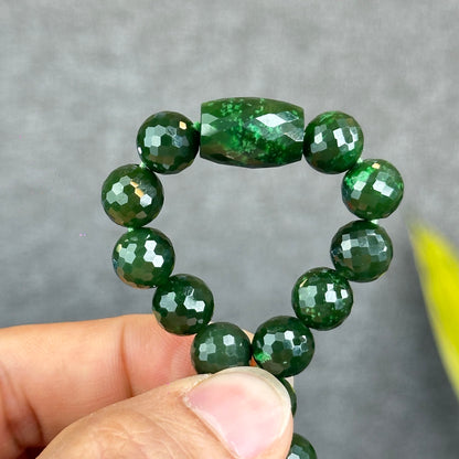 Natural Nephrite Jade High Quality Faceted Bracelet Size 9 mm