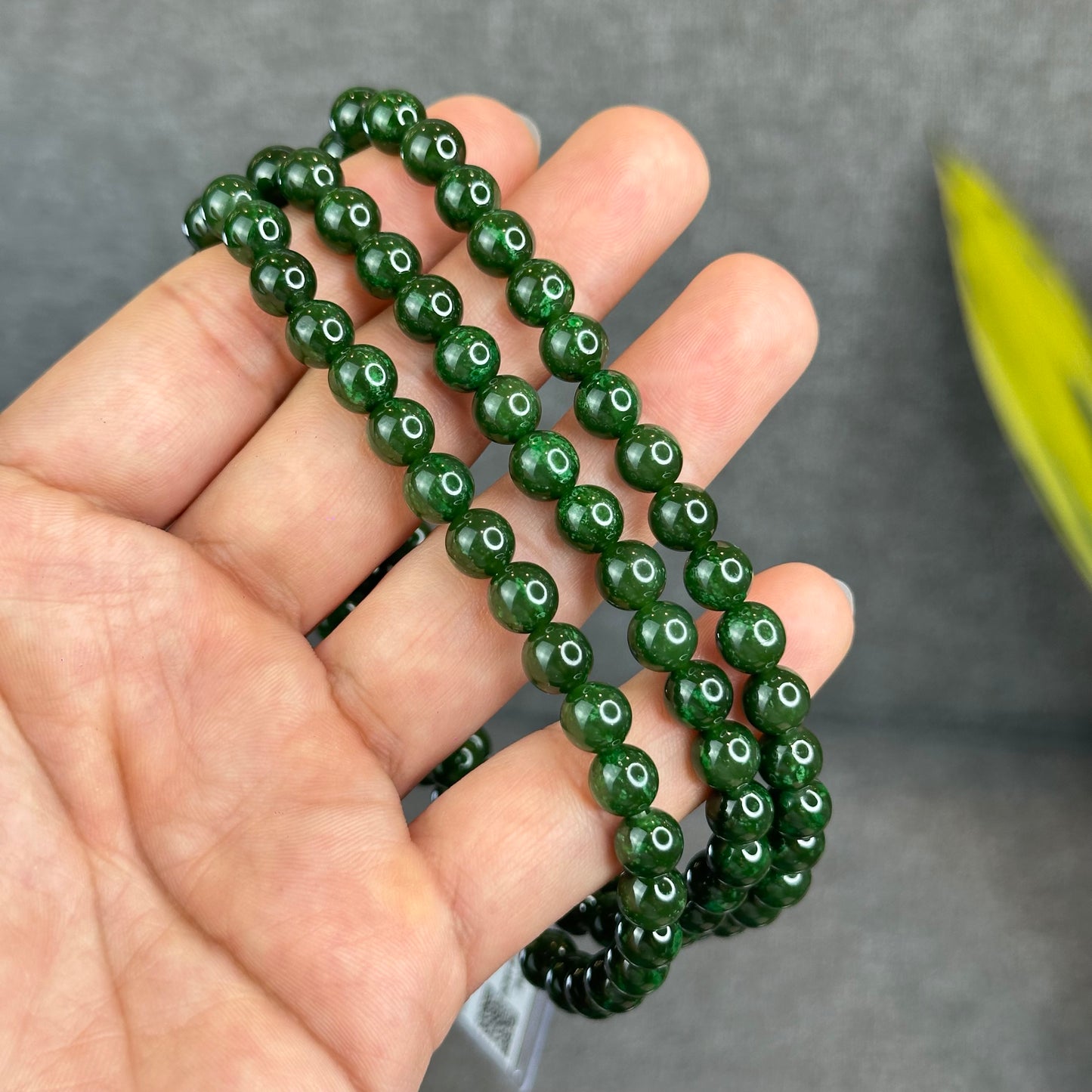 Natural Nephrite Jade High Quality Triple Wrap (108 Bead) Bracelet Size 7 mm