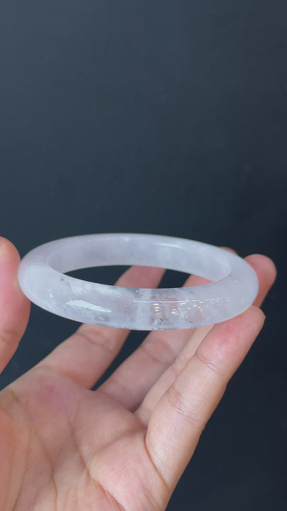 Clear Quartz Bangle Leaf Style Size 56 mm