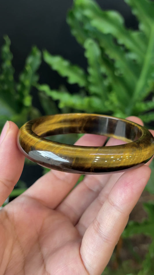 Bracelet Oeil de Tigre Style Feuille Taille 54 mm