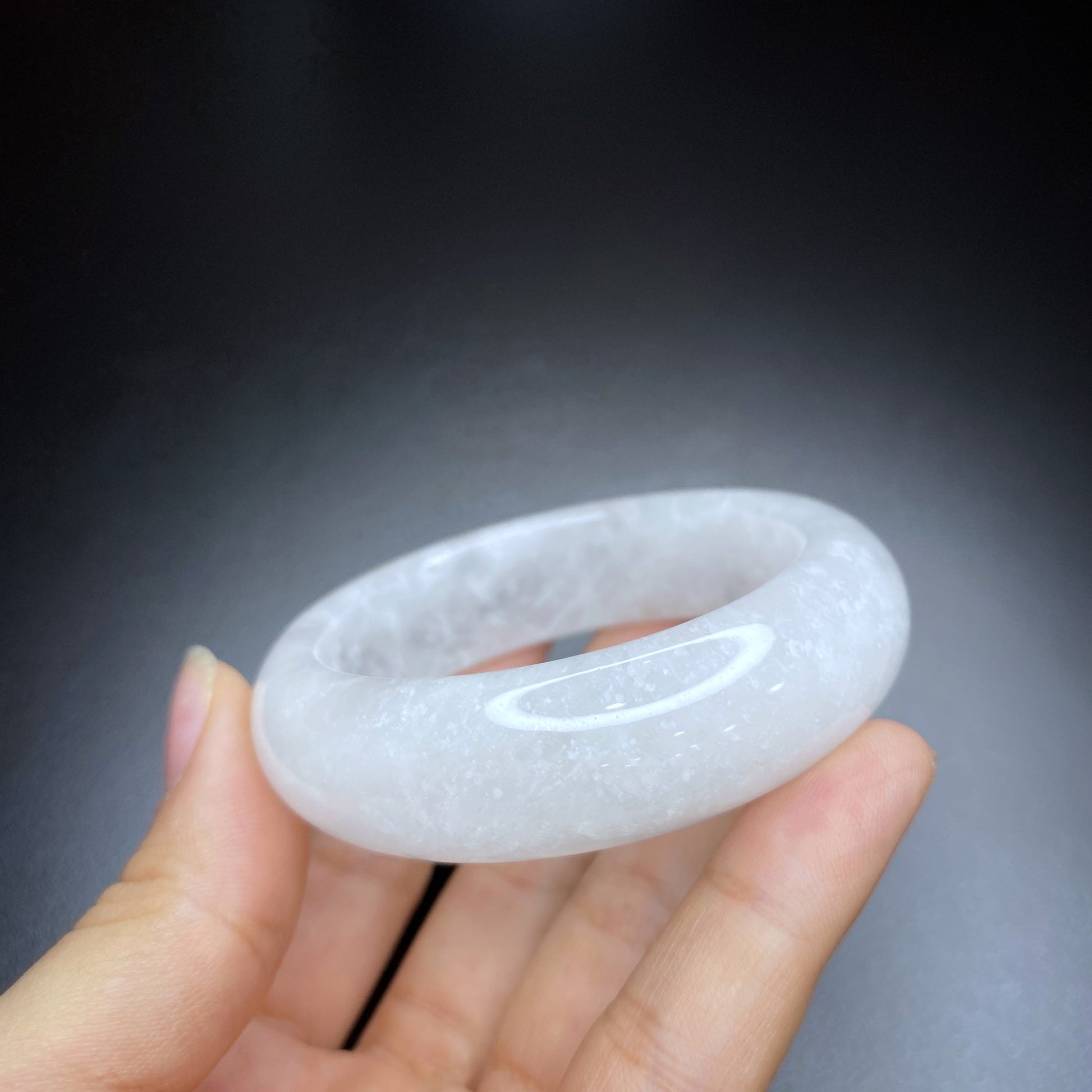 Clear Quartz Bangel Leaf Style Size 50 mm.