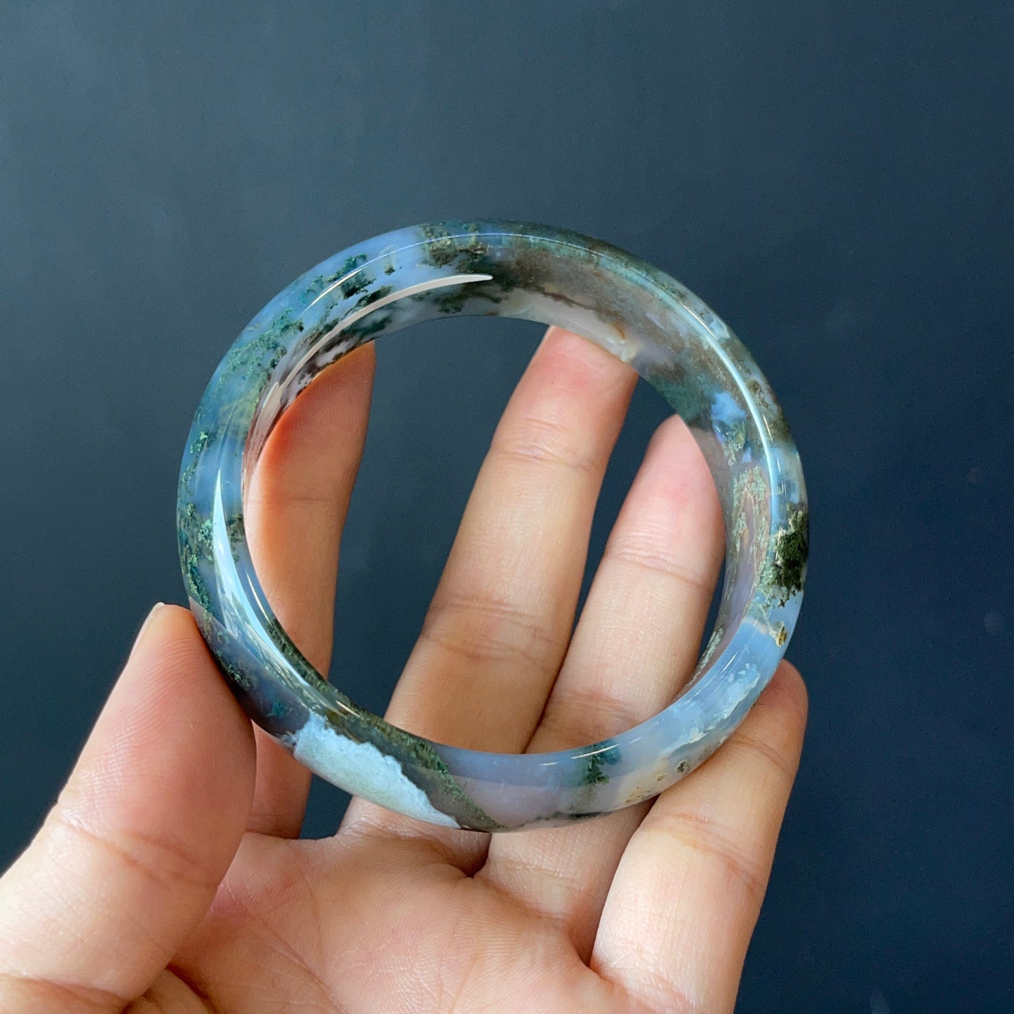 Bracelet Agate Mousse Style Feuille Taille 59 mm