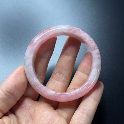 Rose Quartz Bangle Leaf Style Size 51 mm.