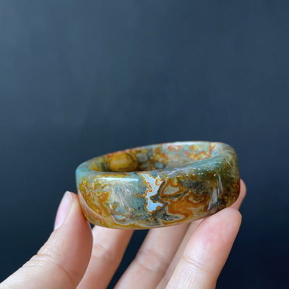 Moss Agate Bangle Square Style Size 49 mm