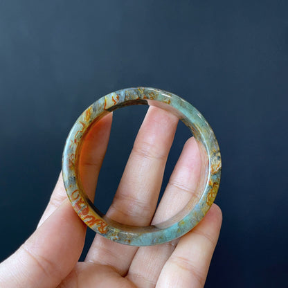 Moss Agate Bangle Square Style Size 49 mm