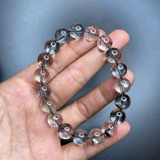 Natural Black Rutilated Quartz VIP Bracelet Size 10 mm
