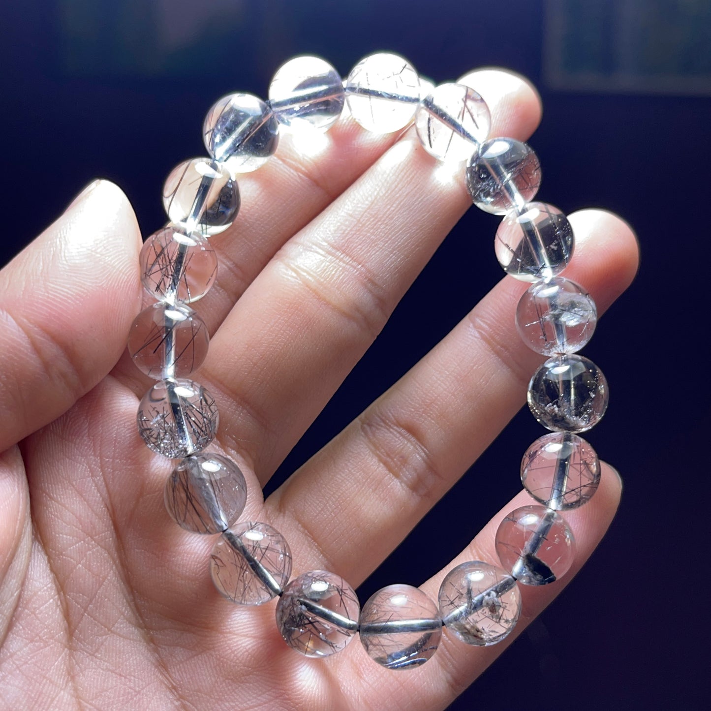 Bracelet VIP Quartz Rutile Noir Taille 10 mm