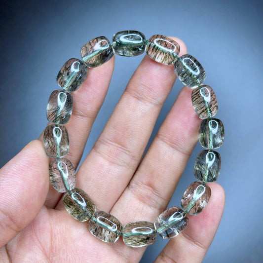 Lu Thong Bracelet VIP Quartz Rutilé Vert Taille 9 mm