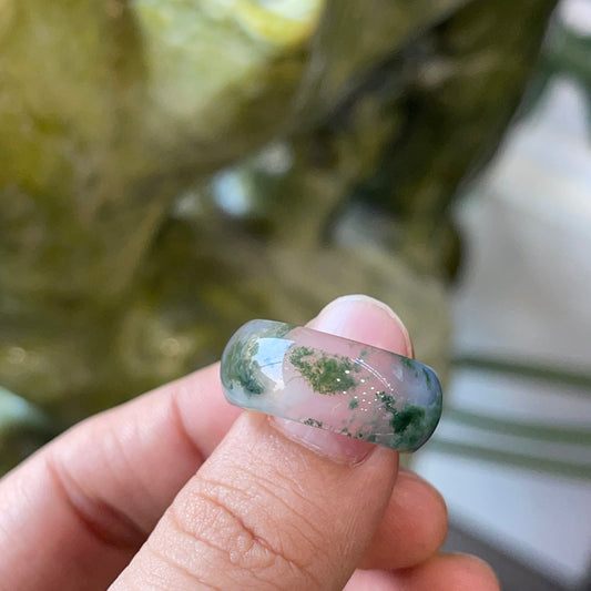 Moss Agate Ring Size 1.7