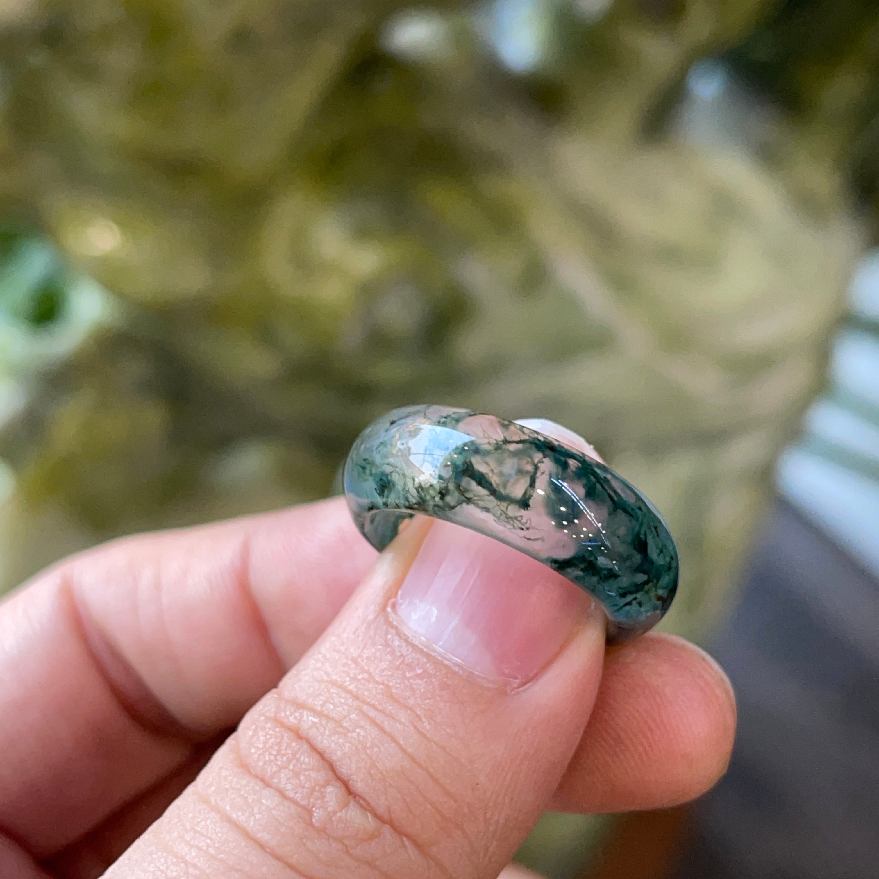 Moss shop agate ring