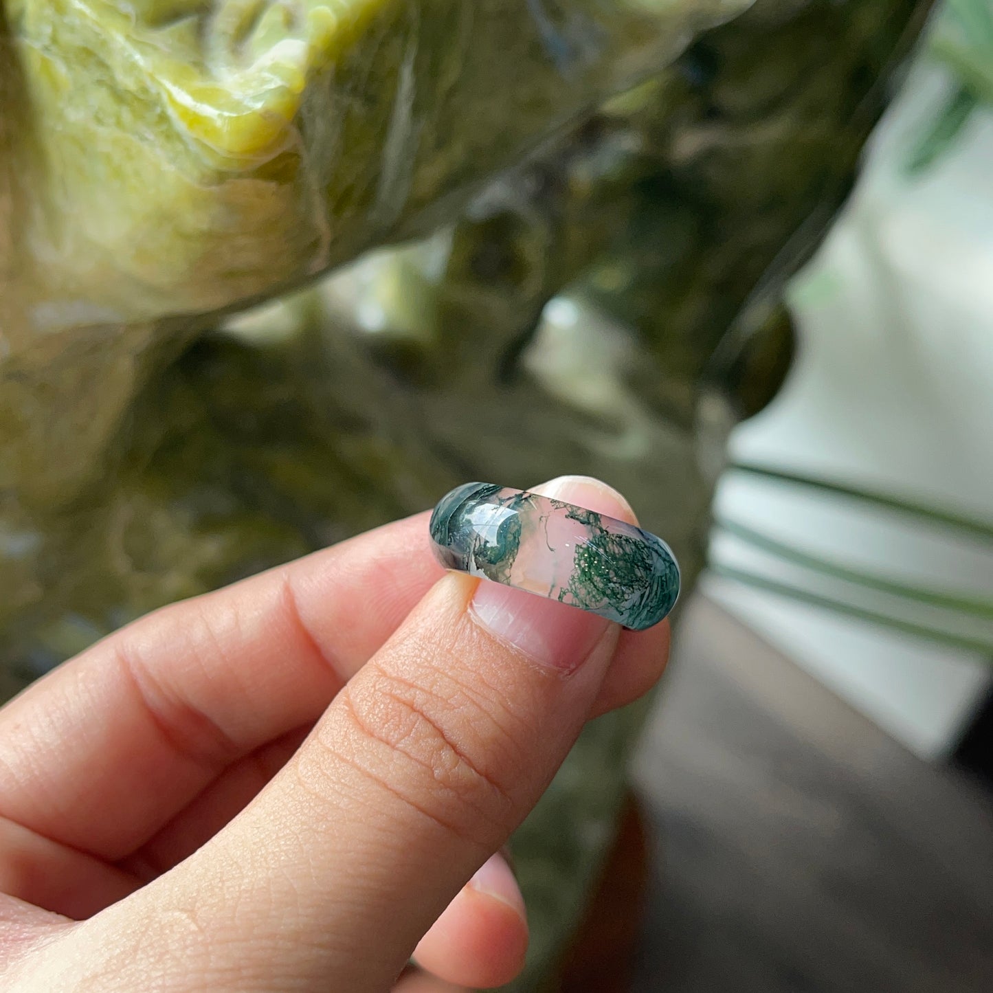 Moss Agate Ring Size 1.6