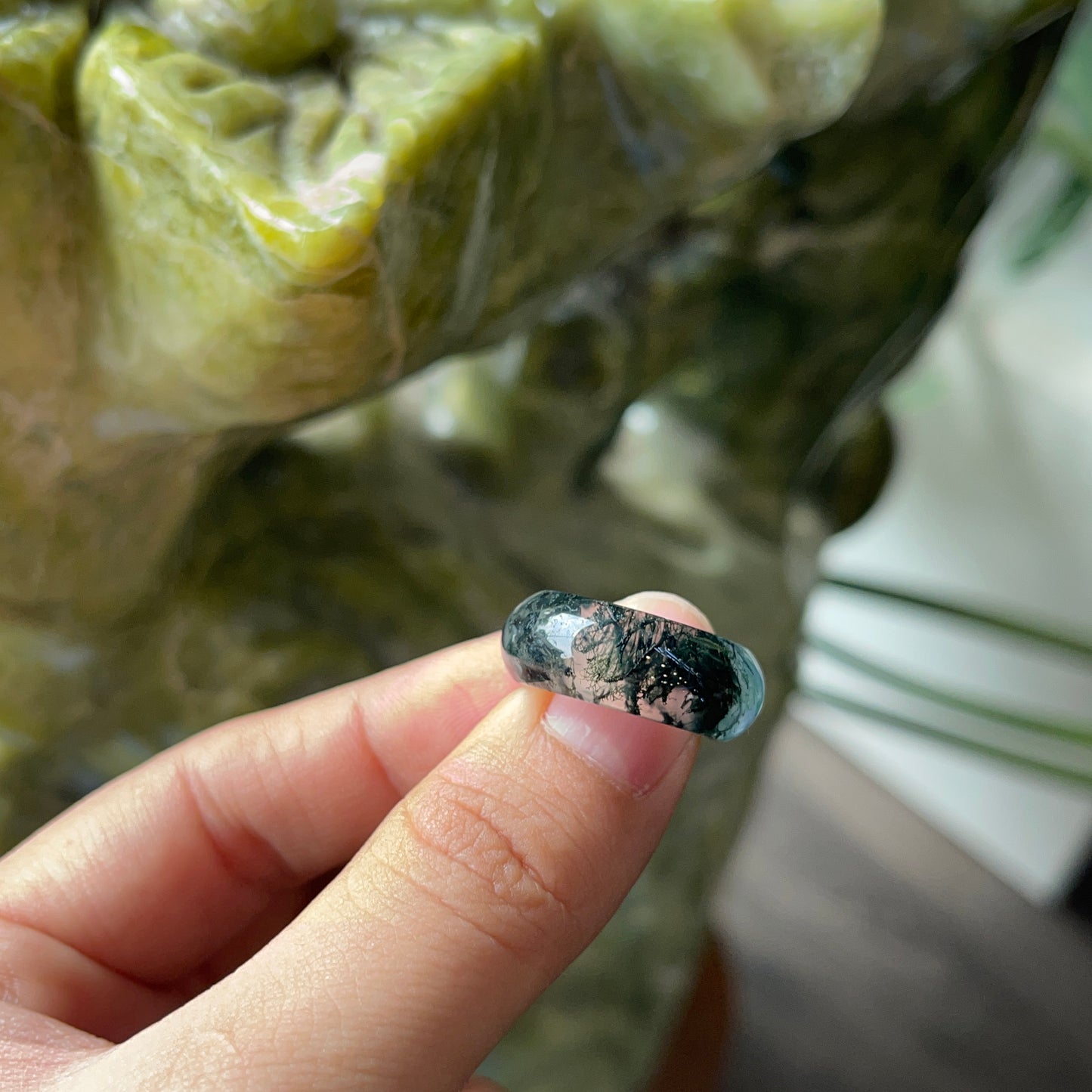 Moss Agate Ring Size 1.6