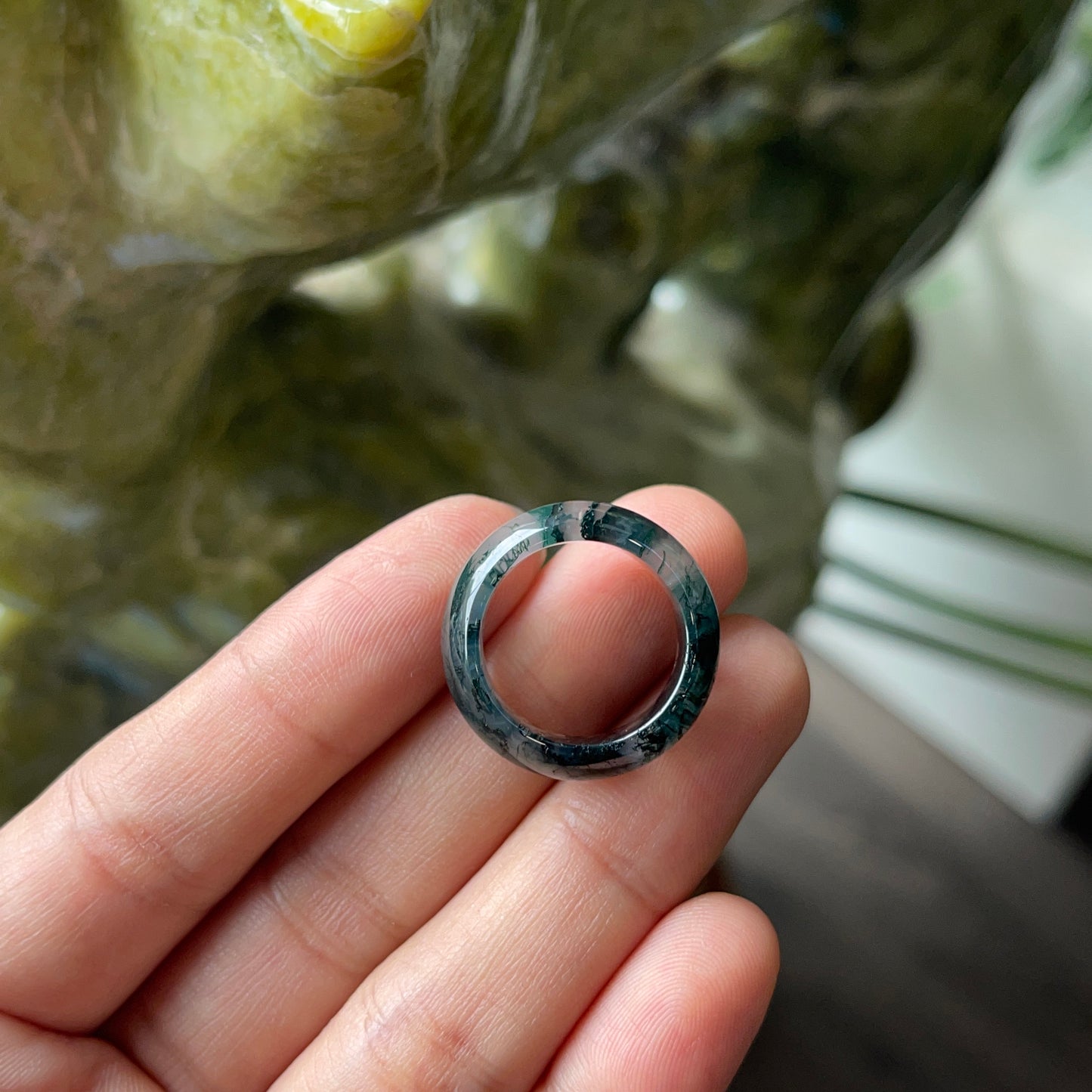 Moss Agate Ring Size 1.6