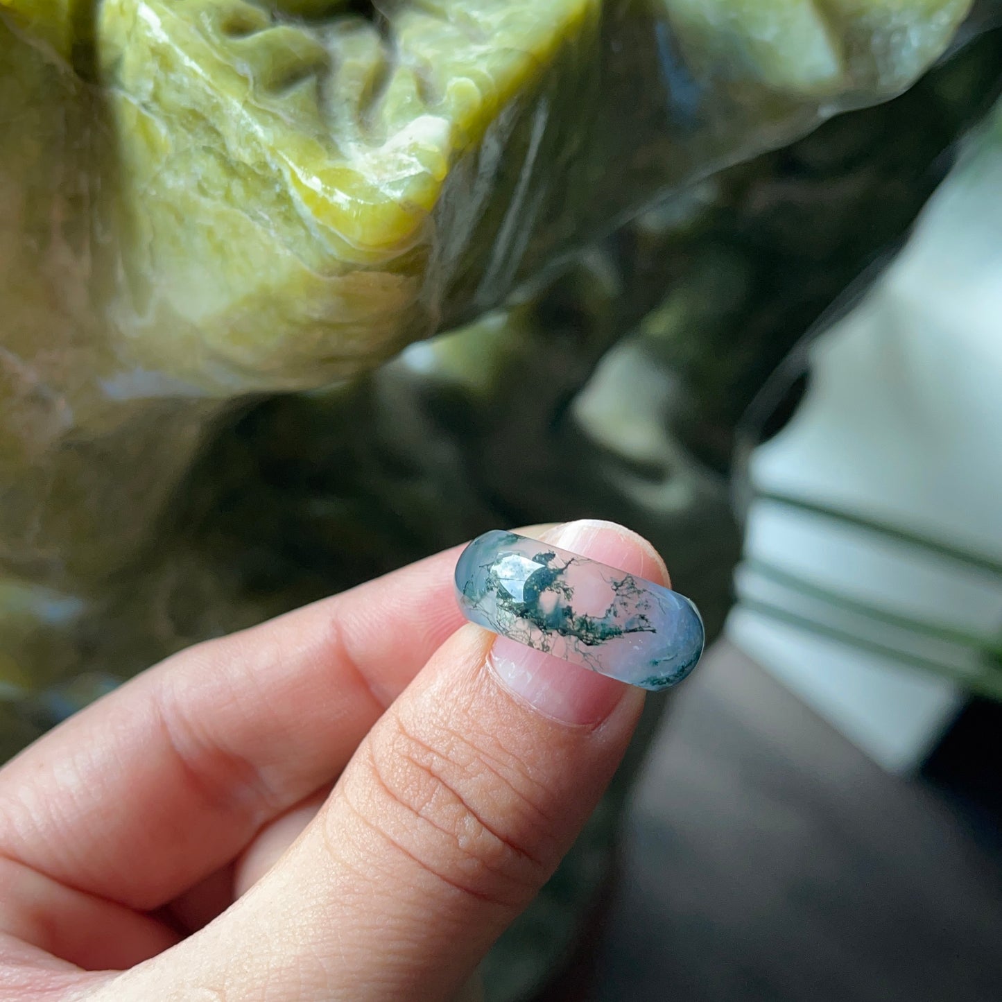 Moss Agate Ring Size 1.5
