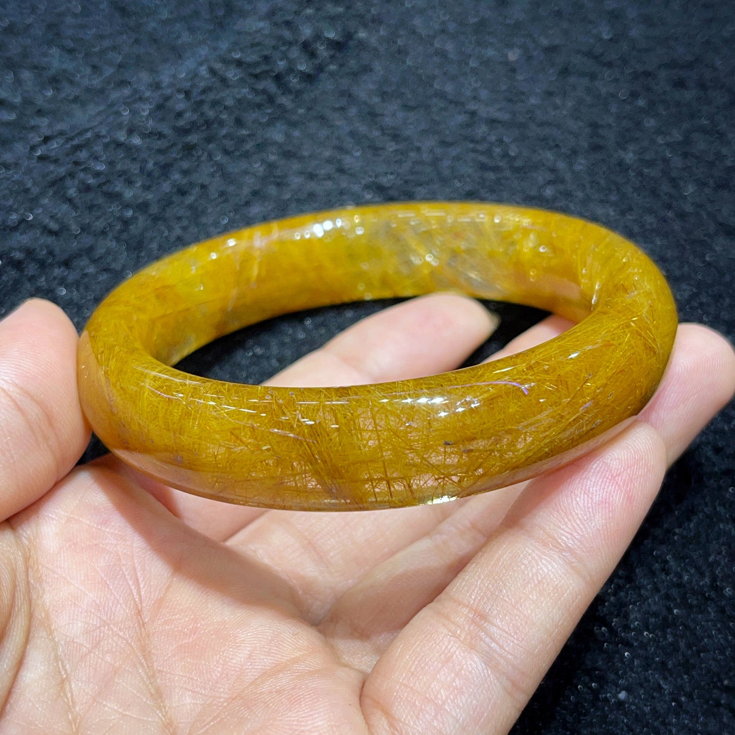 Bracelet Quartz Rutilé Doré Style Feuille Taille 58 mm