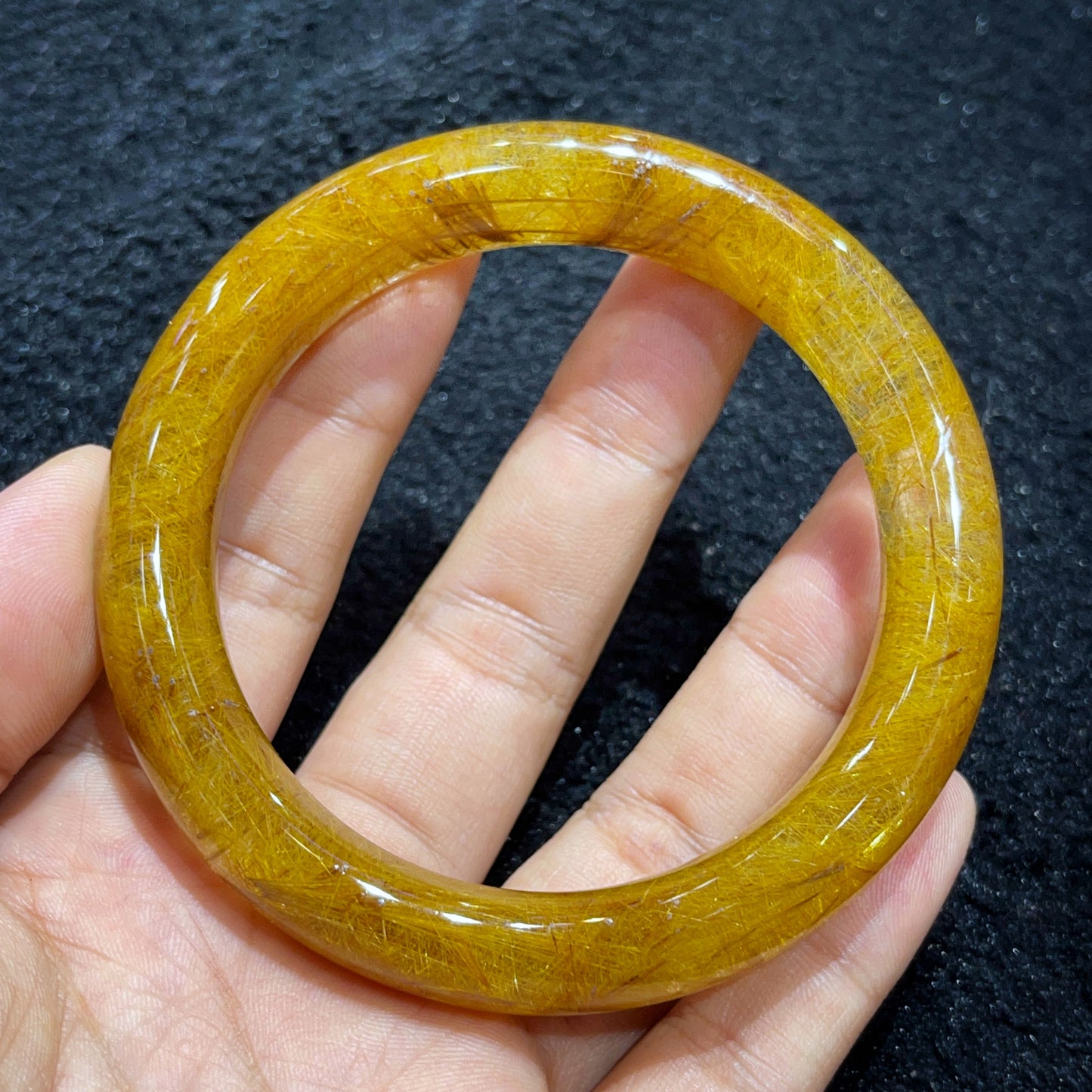 Bracelet Quartz Rutilé Doré Style Feuille Taille 58 mm