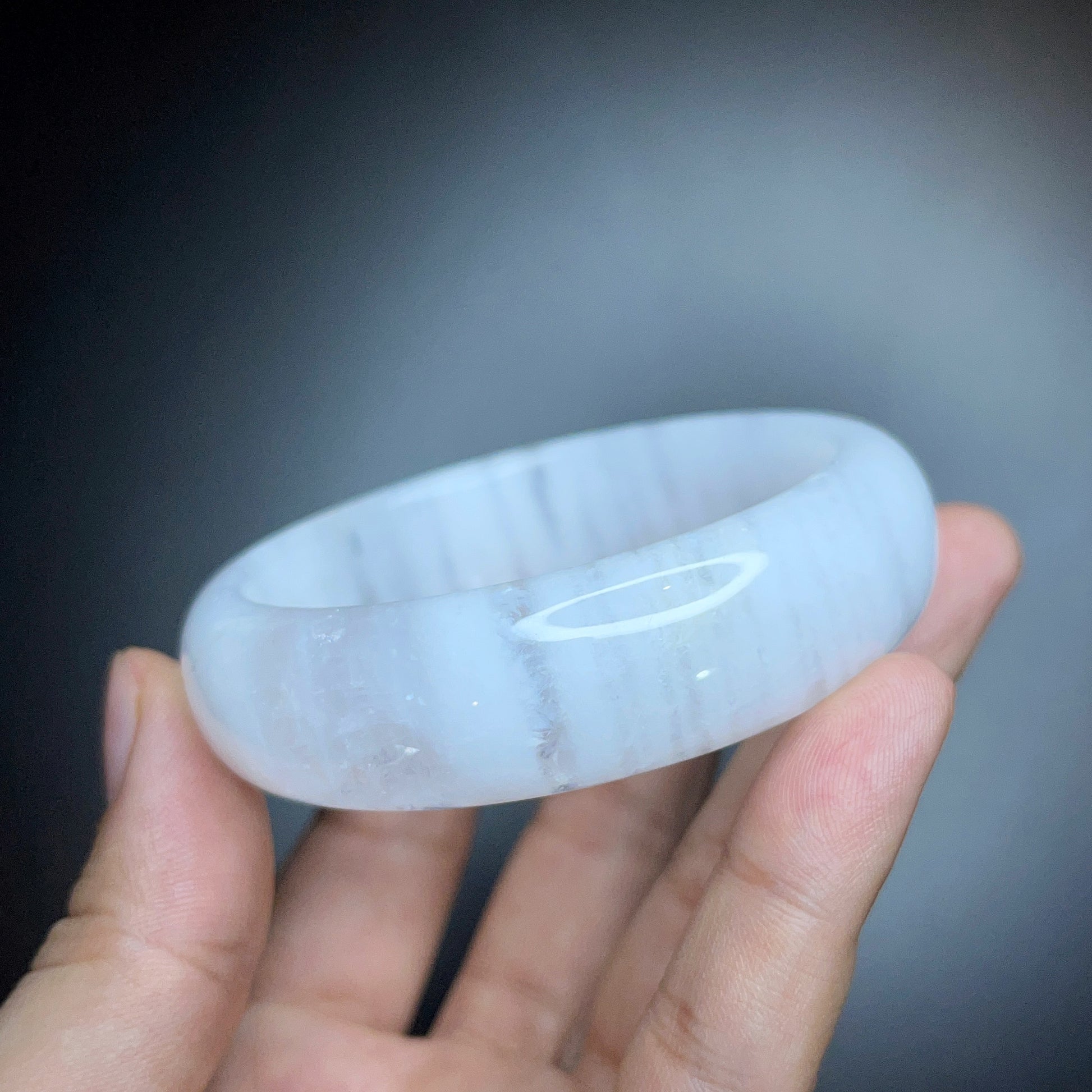 Clear Quartz Bangle Leaf Style Size 56 mm.