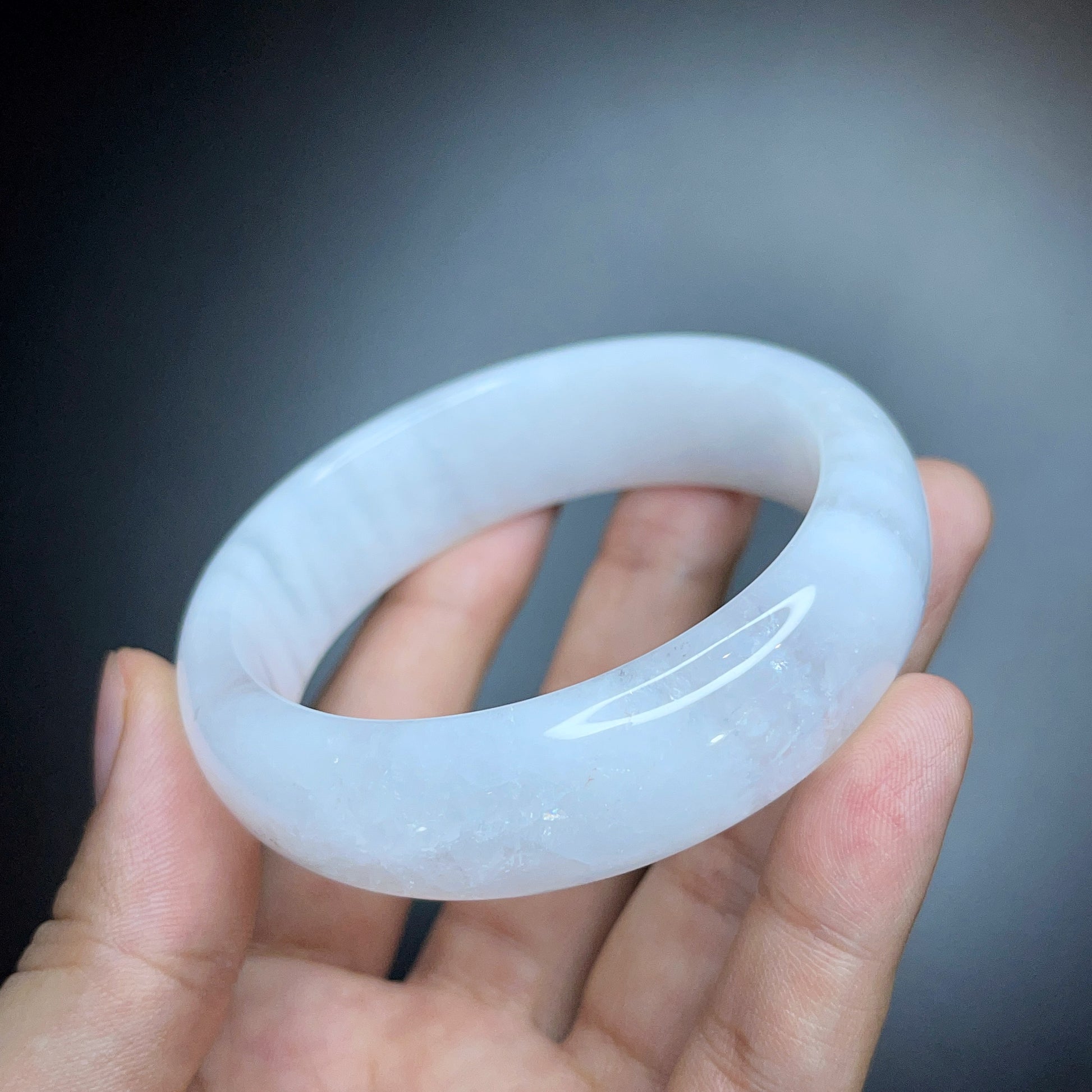 Clear Quartz Bangle Leaf Style Size 56 mm.