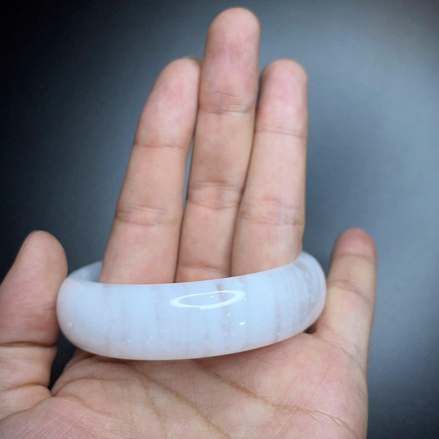 Clear Quartz Bangle Leaf Style Size 56 mm.